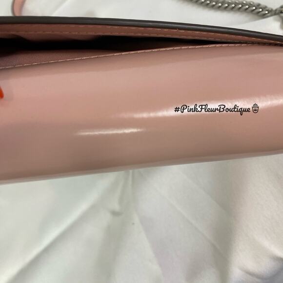 #TORY BURCH Emerson Patent Chain Wallet Clay Pink NWT - Picture 8 of 9